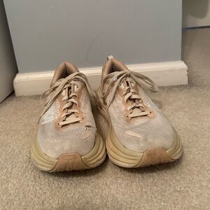 Hoka Bondi Shoes in Beige